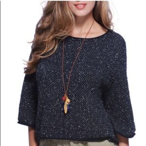 Free People Sweater Women Extra Small Blue Knit Half Sleeve Top